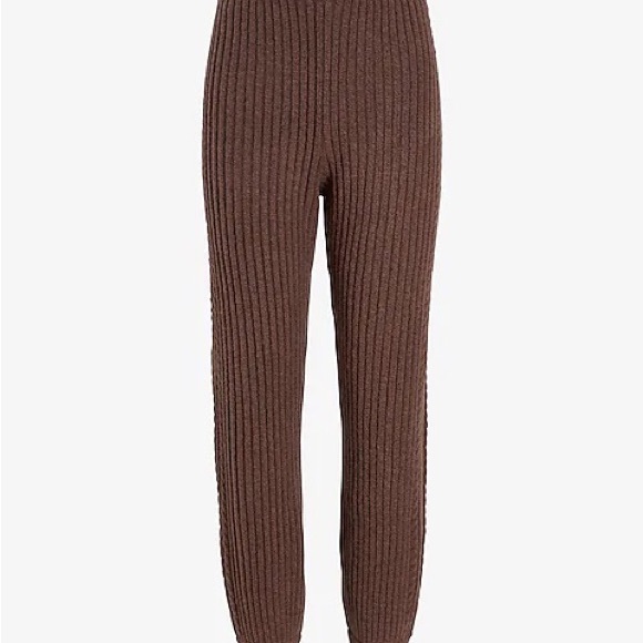 EXPRESS Super CUTE & COZY High Waisted Cable Knit Sweater Joggers SZ M Mocha - Picture 9 of 11